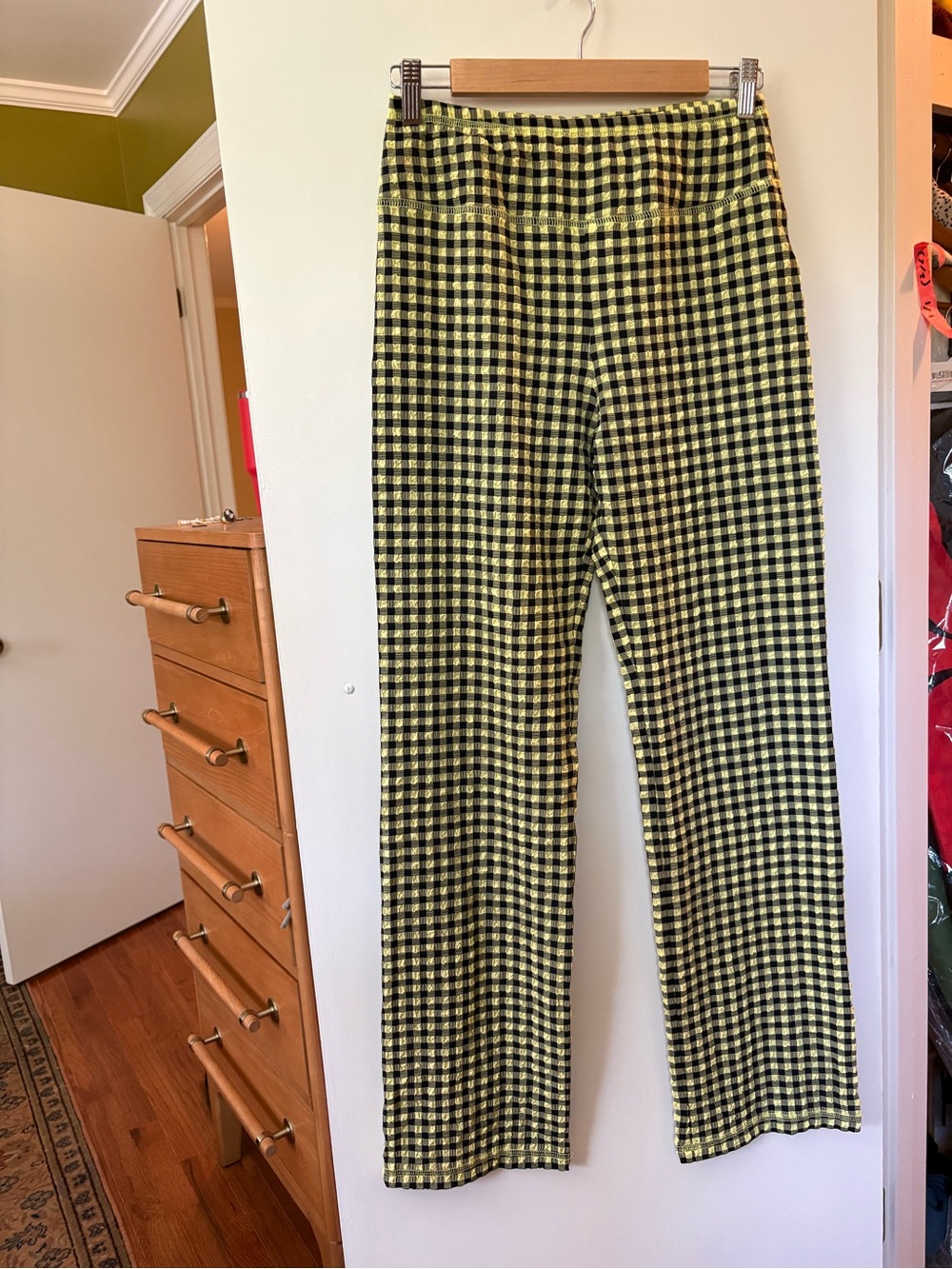 Fashion Brand Company Yellow & Black Gingham Stretchy Pants Small